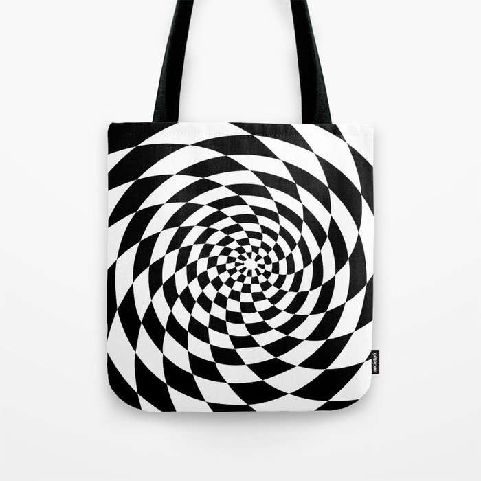 Optical Illusion Op Art Black and White Retro Style Tote Bag