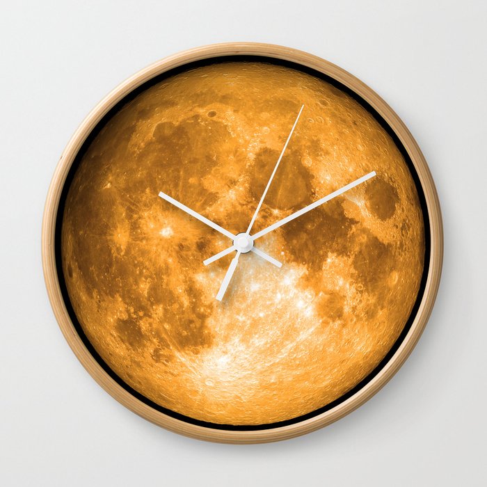 orange full moon Wall Clock