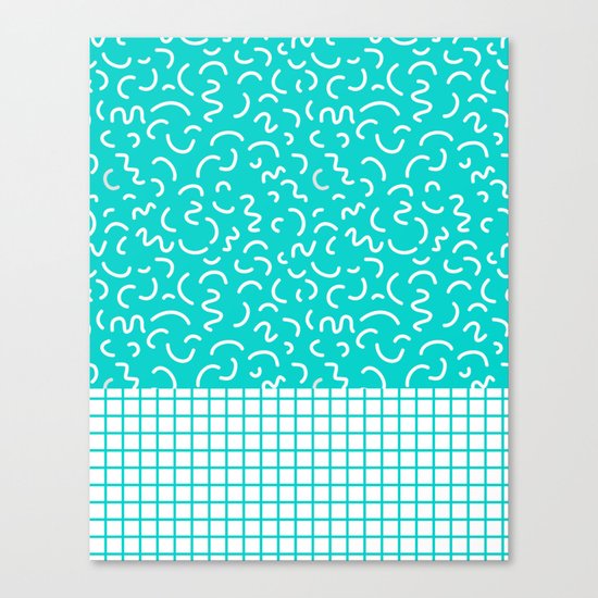 Hockney - Bright blue, memphis, 80s, 90s, swimming pool, summer turquoise design cell phone, phone Canvas Print