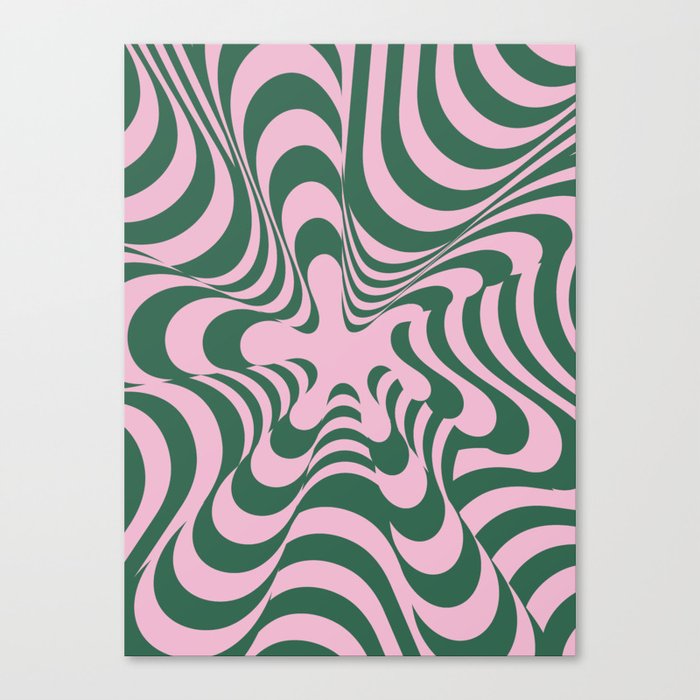 Abstract Groovy Retro Liquid Swirl Pink Green Pattern Canvas Print