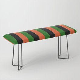 Japanese Black Orange Green Stripes Pattern Bench