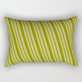 [ Thumbnail: Green & Dark Khaki Colored Lines/Stripes Pattern Rectangular Pillow ]