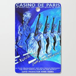 1920's Cabaret Art Deco vaudeville flapper can-can showgirls review vintage advertisement poster in blue Cutting Board