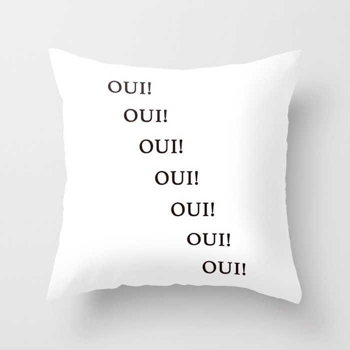 Oui Yes French Wall Art Print Black And White Design Home Decor Throw Pillow By Aureliebee