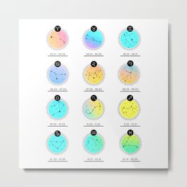 Zodiac Chart | Gradient Bright Metal Print