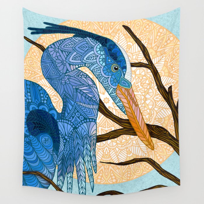 Egret Sun Wall Tapestry