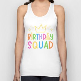 Colorful Birthday Squad Cute Doodle Bday Crew Unisex Tank Top