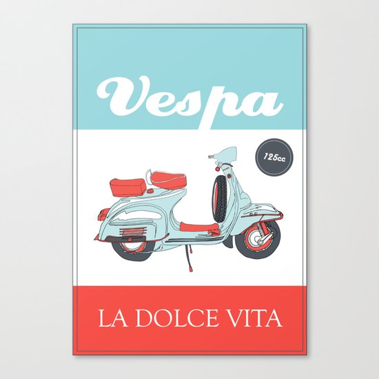 La Dolce Vita - 2 - Vespa poster Canvas Print