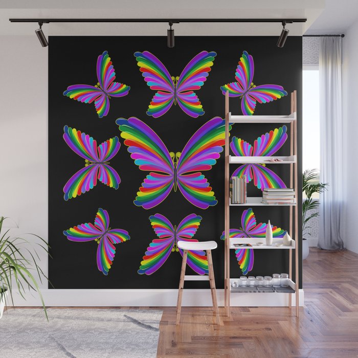  Butterfly Psychedelic Rainbow Wall Mural