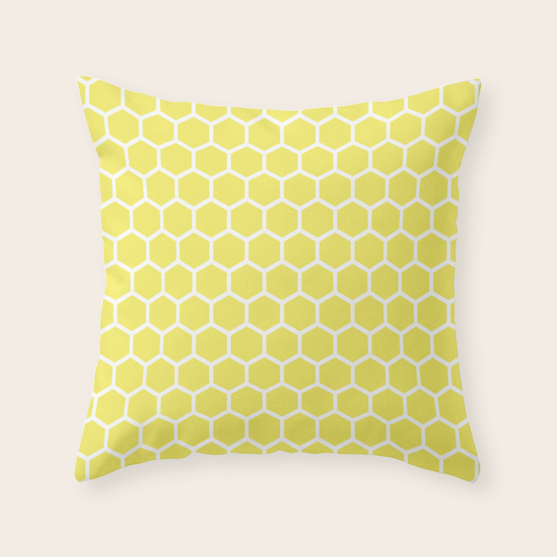 Summery Happy Yellow Honeycomb Pattern Mix Match Throw Pillow