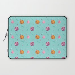 Christmas Pattern Turquoise Ornaments Laptop Sleeve