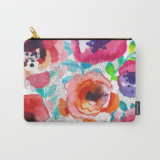 Watercolor flowers and circles Carry-All Pouch