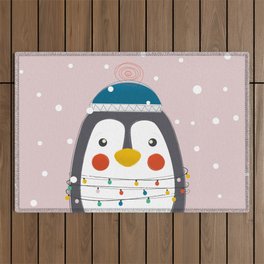 Christmas Animals - Festive Penguin Outdoor Rug
