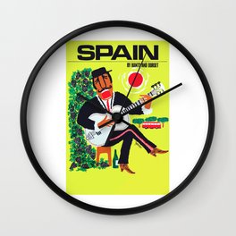 1960 Spain Guitar Player Travel Poster Wall Clock