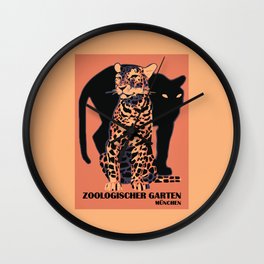 Retro vintage Munich Zoo big cats Wall Clock