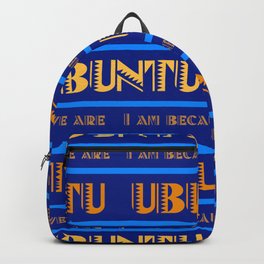 Ubuntu Unity In Swahili Blue Background And Yellow Text Backpack | Digital, Typography, Unity, Art, Funny, Text, Blue, Pattern, Language, Education 
