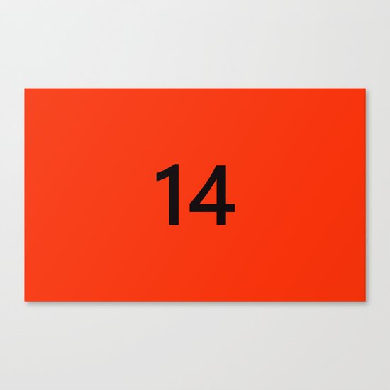 Legendary No. 14 in orange and black Canvas Print