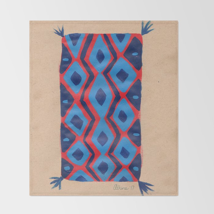 Fire and Cobalt Aztec Rug Throw Blanket by ...