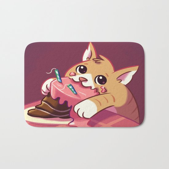 Cake Cat Doodle Bath Mat
