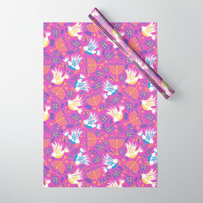 Hanukkah Pink Pattern Wrapping Paper