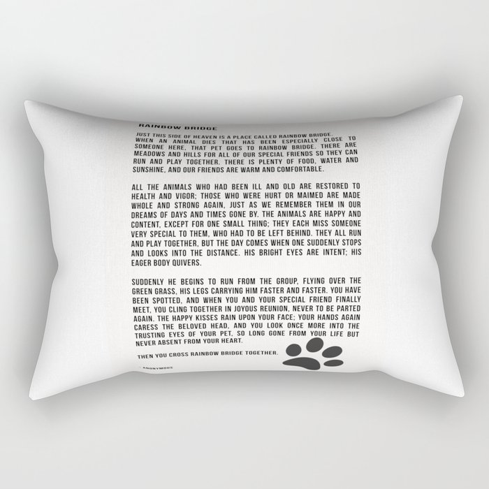 Rainbow Bridge Poem Inspirational Pet Love Rectangular Pillow