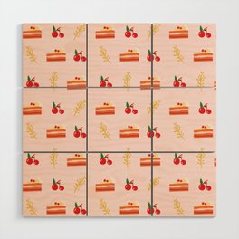 Sweet Christmas Cake Pink Print Dessert Lover Pattern Wood Wall Art