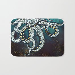 Underwater Dream VII Bath Mat | Animal, Marine, Octopus, Water, Curated, Abstract, White, Digital, Graphicdesign, Ocean 