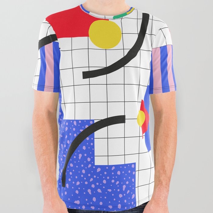 Memphis pattern 88 - 80s / 90s Retro All Over Graphic Tee