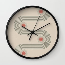 Mid century modern minimalist print with contemporary geometric moon phases Wall Clock