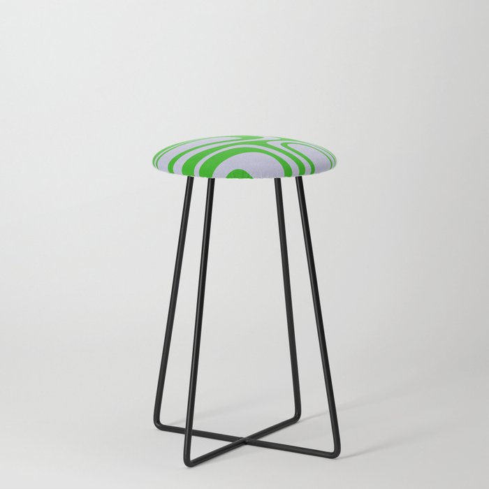 Abstract Lime and Lavender Mid Century Modern Palm Springs Pattern Counter Stool