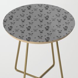 Grey and Black Hand Drawn Dog Puppy Pattern Side Table