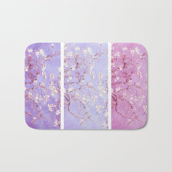 Vincent Van Gogh : Almond Blossoms Lavender Panel Art Bath Mat