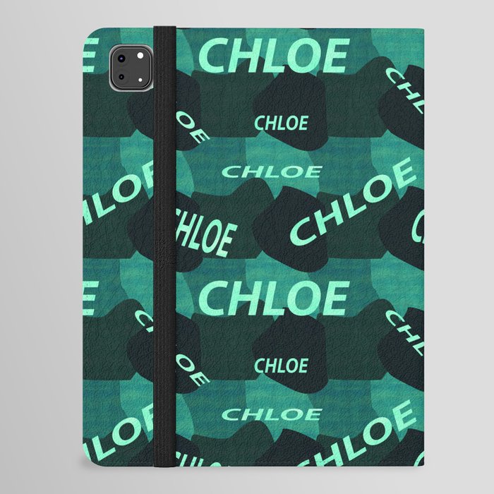 seamless pattern with the name Chloe in blue colors and watercolor texture iPad Folio Case