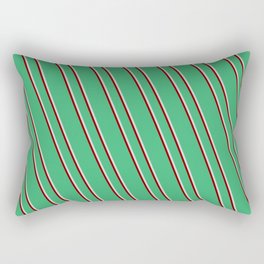 [ Thumbnail: Sea Green, Light Gray, and Maroon Colored Lined Pattern Rectangular Pillow ]