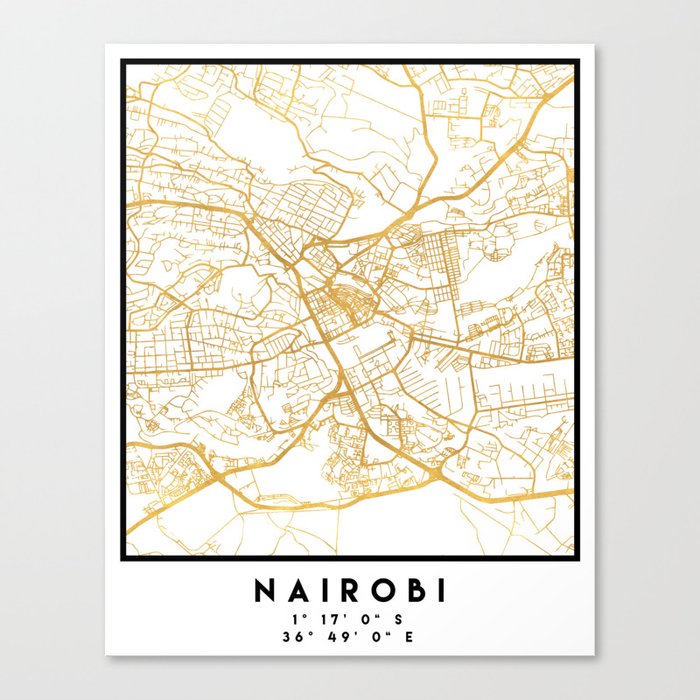 NAIROBI KENYA CITY STREET MAP ART Canvas Print