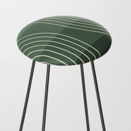 Abstract Geometric Lines Rainbow 1 in Sage Green Counter Stool