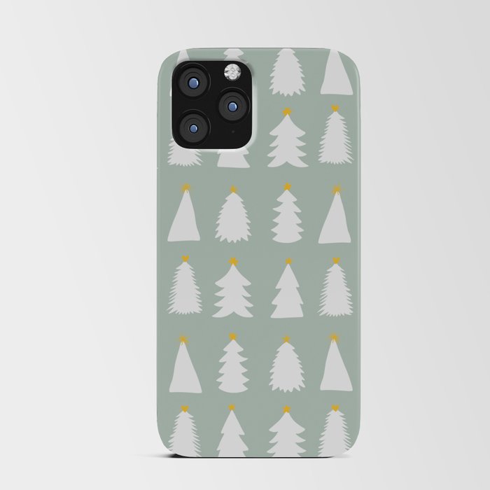 Christmas Tree pattern on Sage Green iPhone Card Case
