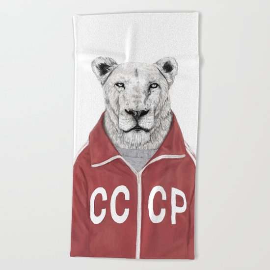 Soviet lion Beach Towel
