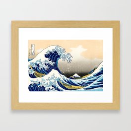 The Great Wave off Kanagawa by Hokusai Blue White Waves Crashing in the Sea Framed Art Print