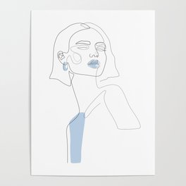 Blue Sky Beauty / Girl portrait drawing Poster