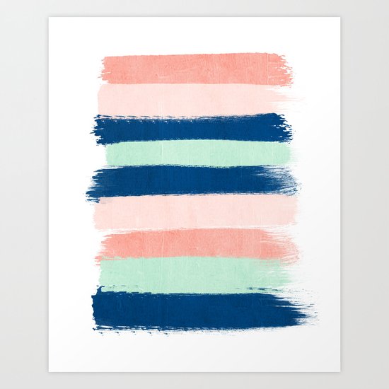 Stripes painterly pastel trendy color way modern home decor dorm nursery style Art Print