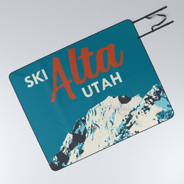 Ski Alta Utah Vintage Ski Poster Picnic Blanket