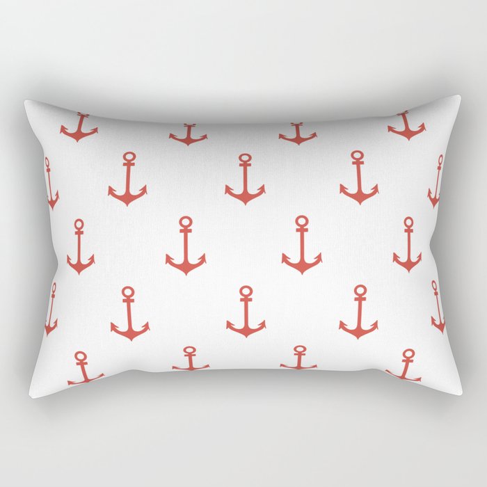 Anchors Away Red  Rectangular Pillow