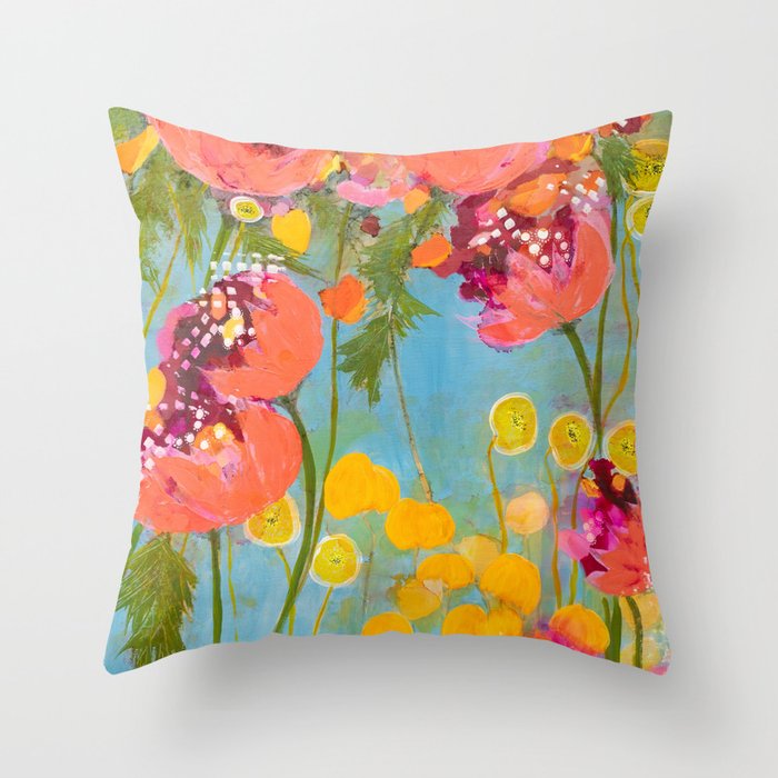 Happy, bright flowers Throw Pillow
