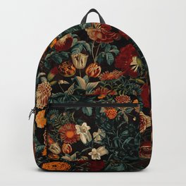 EXOTIC GARDEN - NIGHT XXI Backpack | Society6Home, Nightforset, Leaves, Homedecor, Curated, Rosegarden, Botanical, Painting, Flora, Nightgarden 