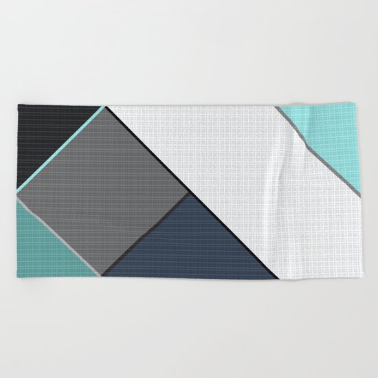 Grey-blue-black pattern . Abstraction . Patchwork . Beach Towel