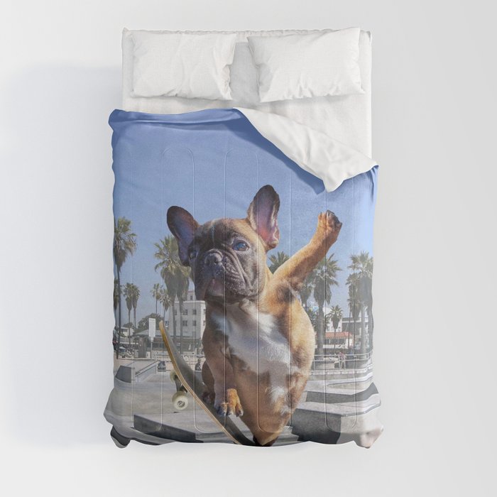 French Bulldog Dog Dogs Skateboard Skating Skateboarding Comforter