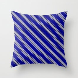 [ Thumbnail: Dark Blue and Dark Gray Colored Lined Pattern Throw Pillow ]
