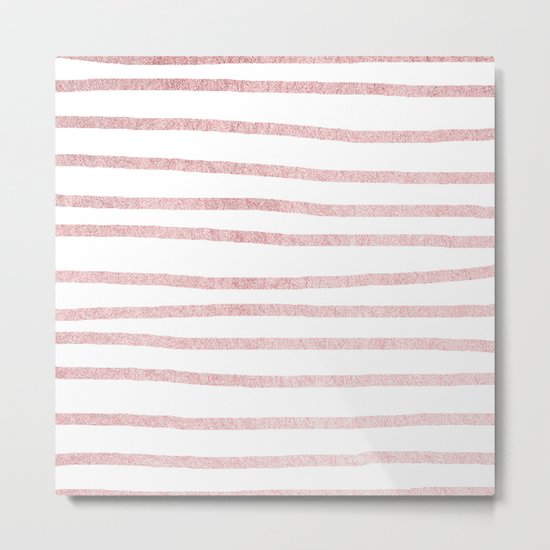 Simply Drawn Stripes in Rose Gold Sunset Metal Print