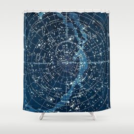 1900 Star Constellation Map - Chart Vintage Poster Shower Curtain